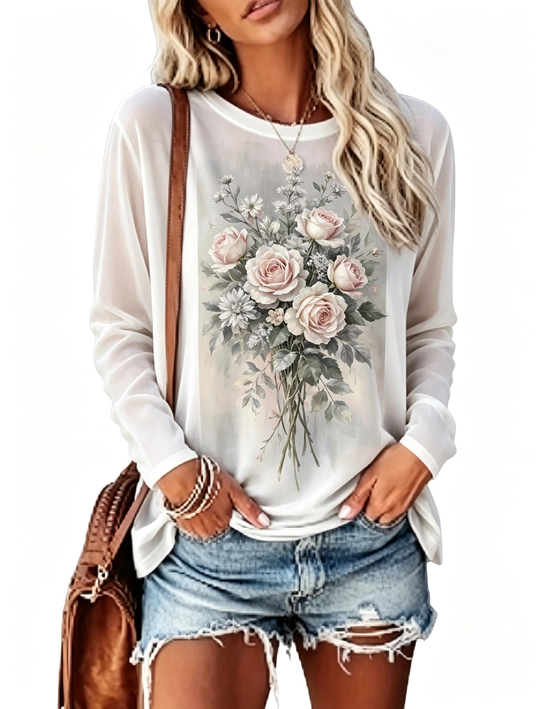 Women Long Sleeve T‑Shirt Vint - Winter Clothing For Women 评论和价格