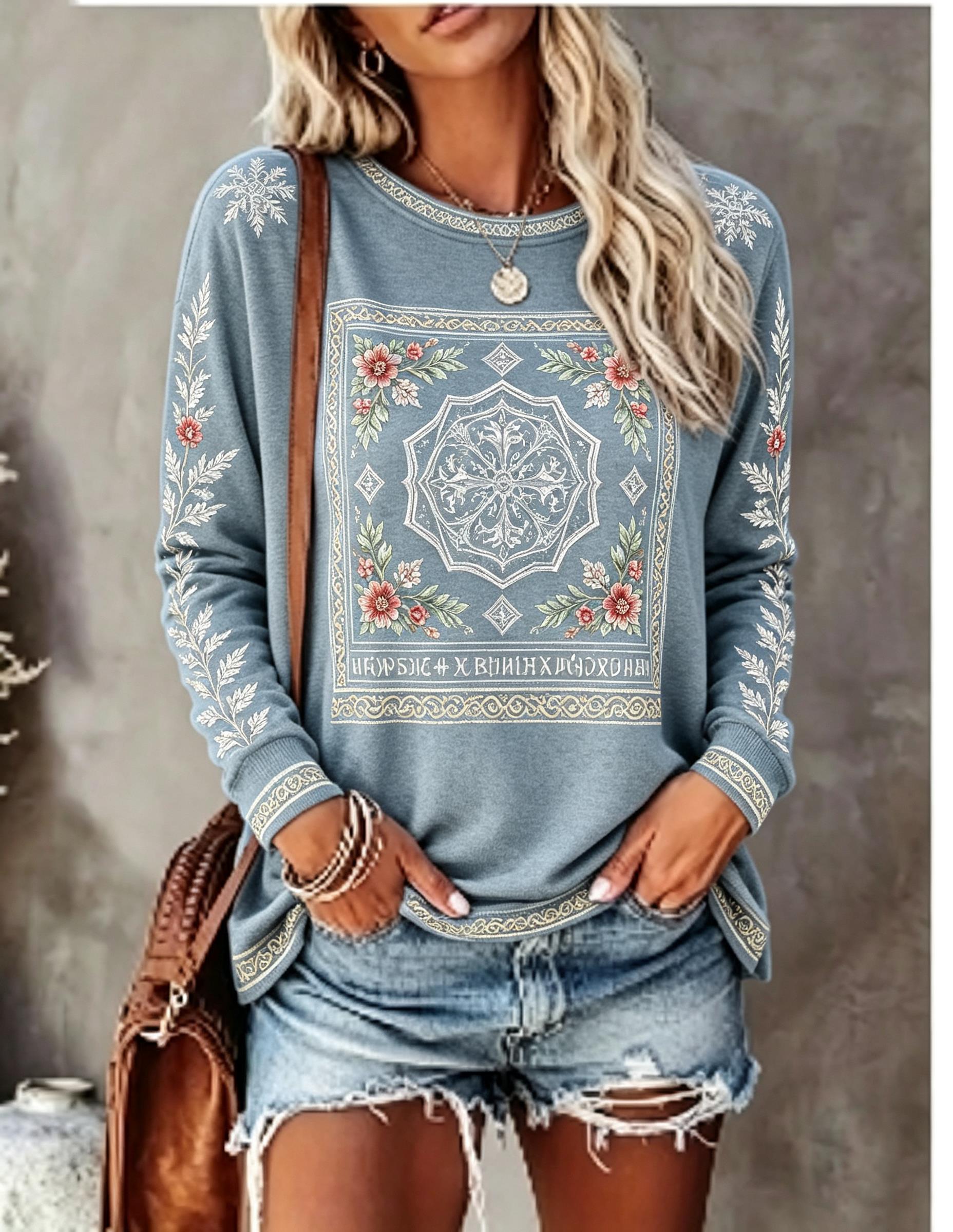 Women Crew Neck Long Sleeve T‑ - Winter Clothing For Women 评论和价格