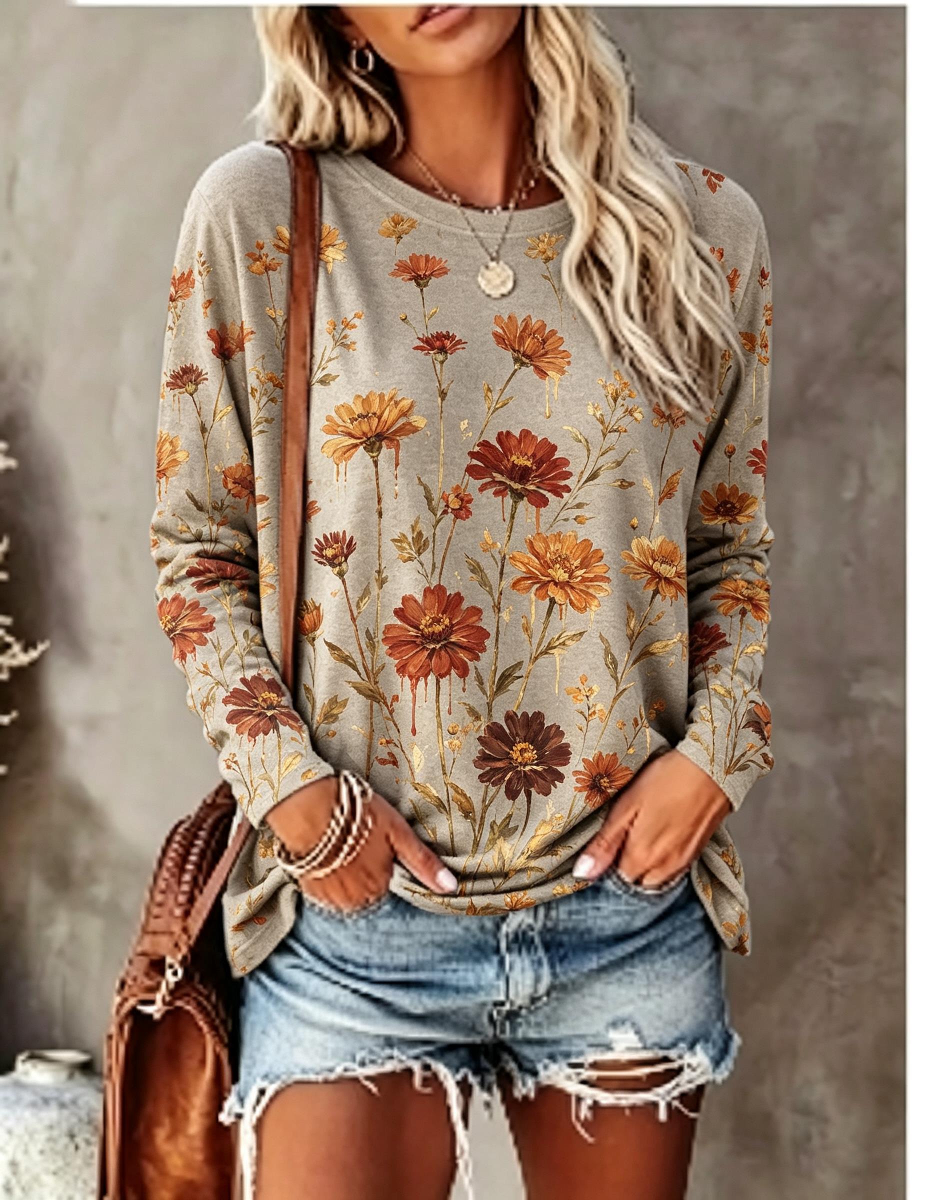 Women Long Sleeve T‑Shirt Oil  - Winter Clothing For Women 评论和价格