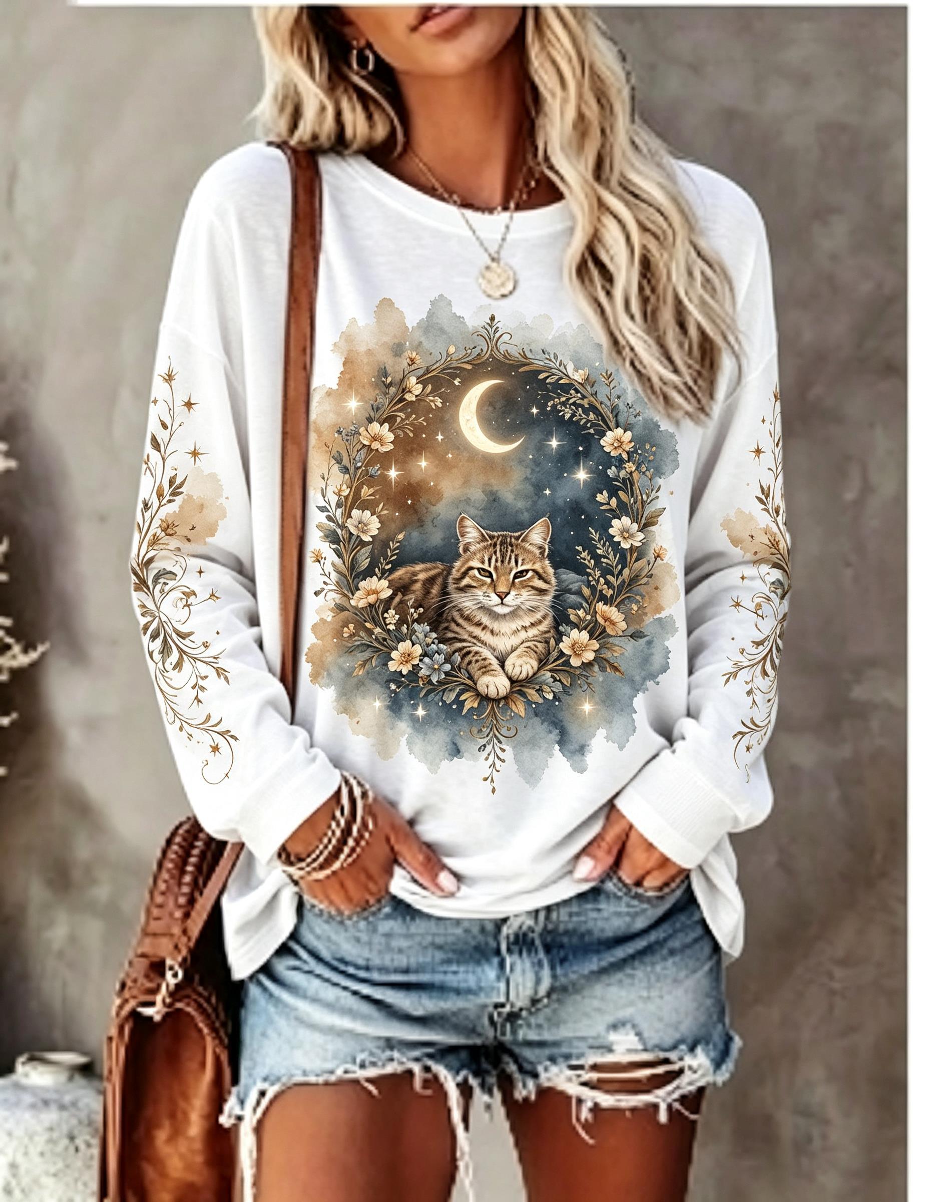 Women Long Sleeve T Shirt Howl - Winter Clothing For Women 评论和价格